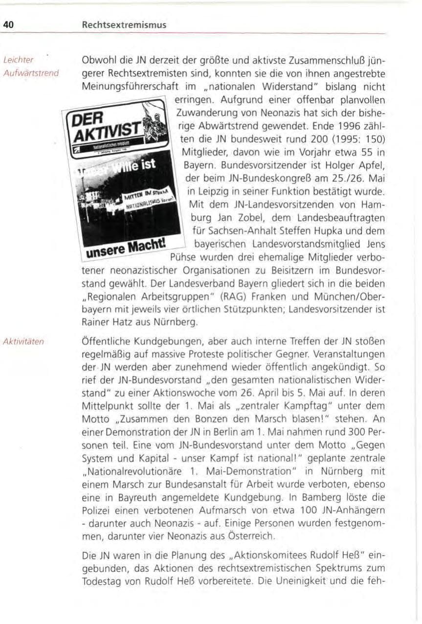 Seite 40 des Verfassungsschutzbericht 1996 Bayern