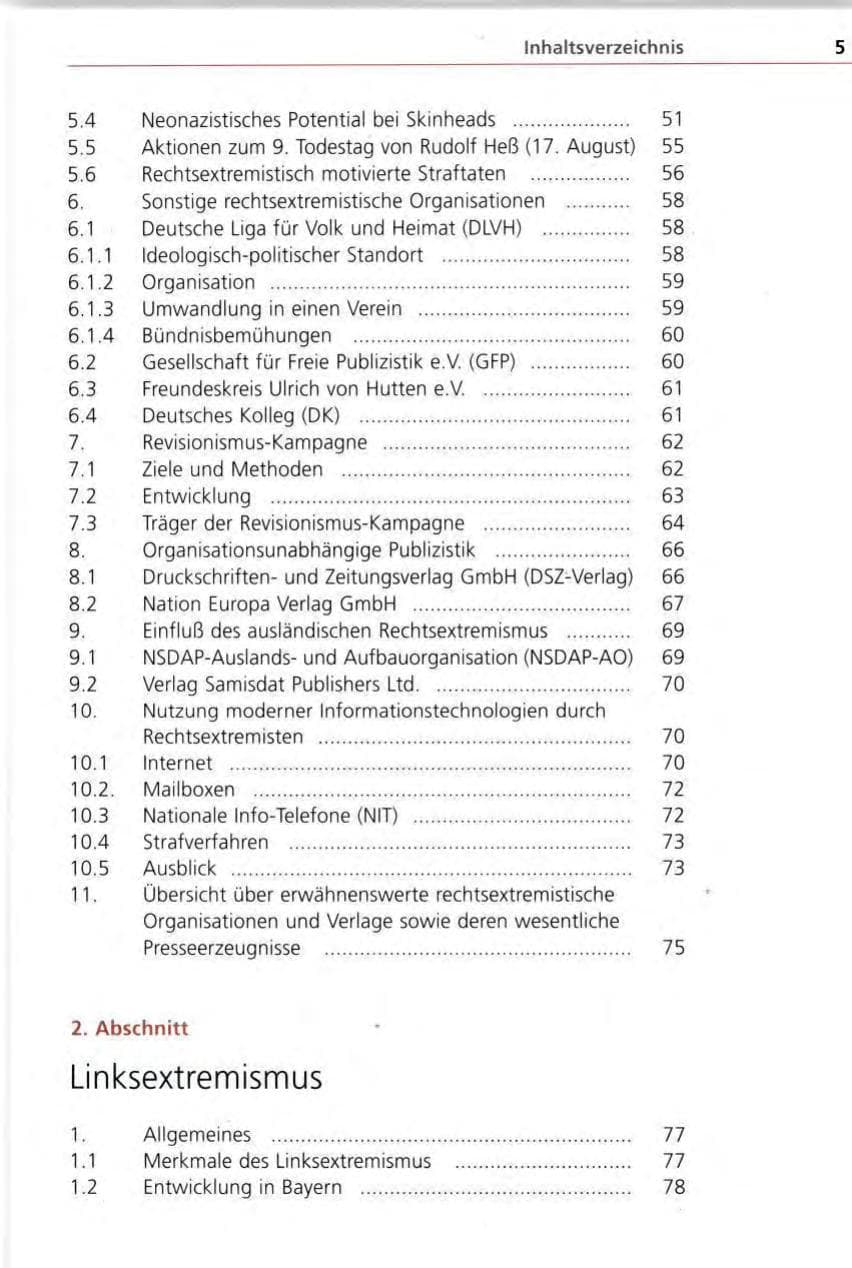 Seite 5 des Verfassungsschutzbericht 1996 Bayern