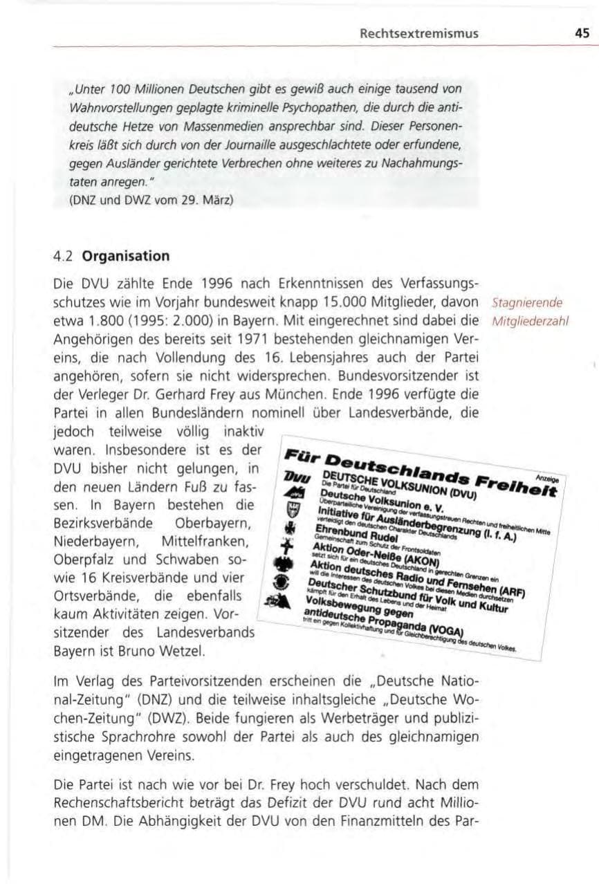 Seite 45 des Verfassungsschutzbericht 1996 Bayern