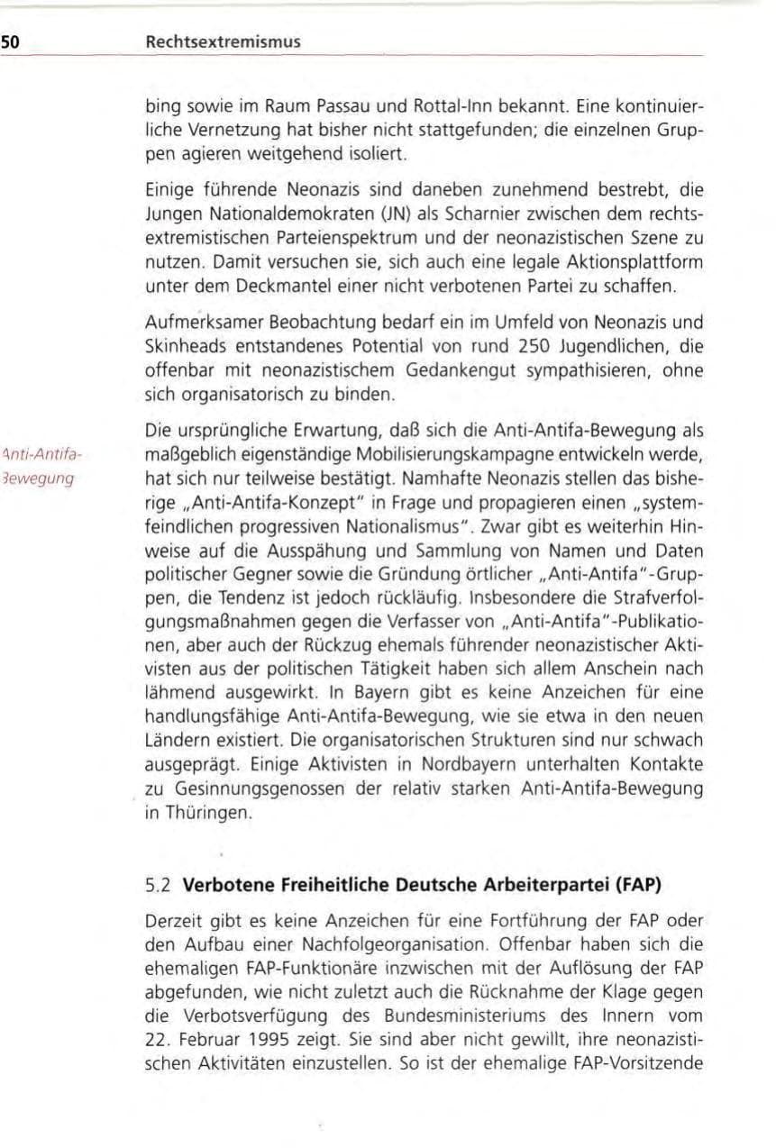 Seite 50 des Verfassungsschutzbericht 1996 Bayern