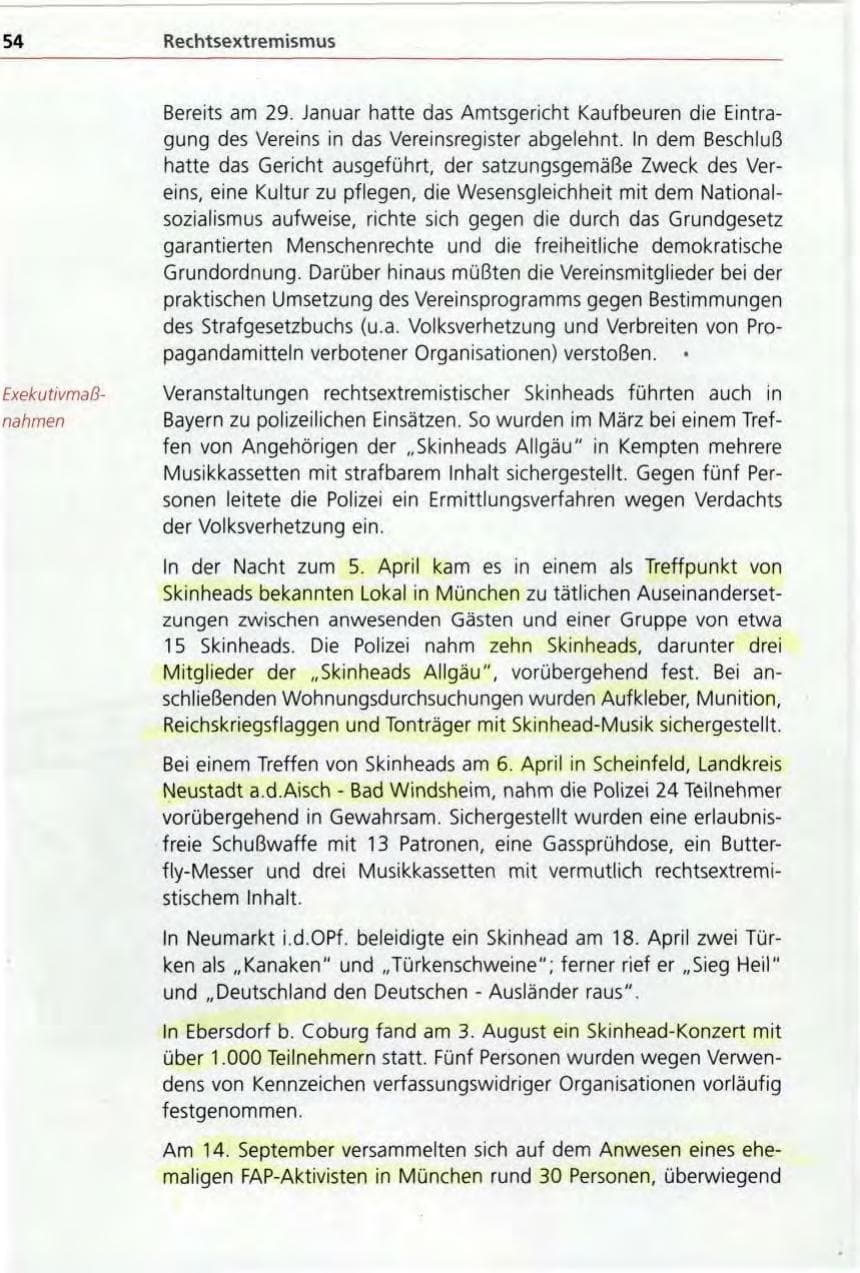 Seite 54 des Verfassungsschutzbericht 1996 Bayern