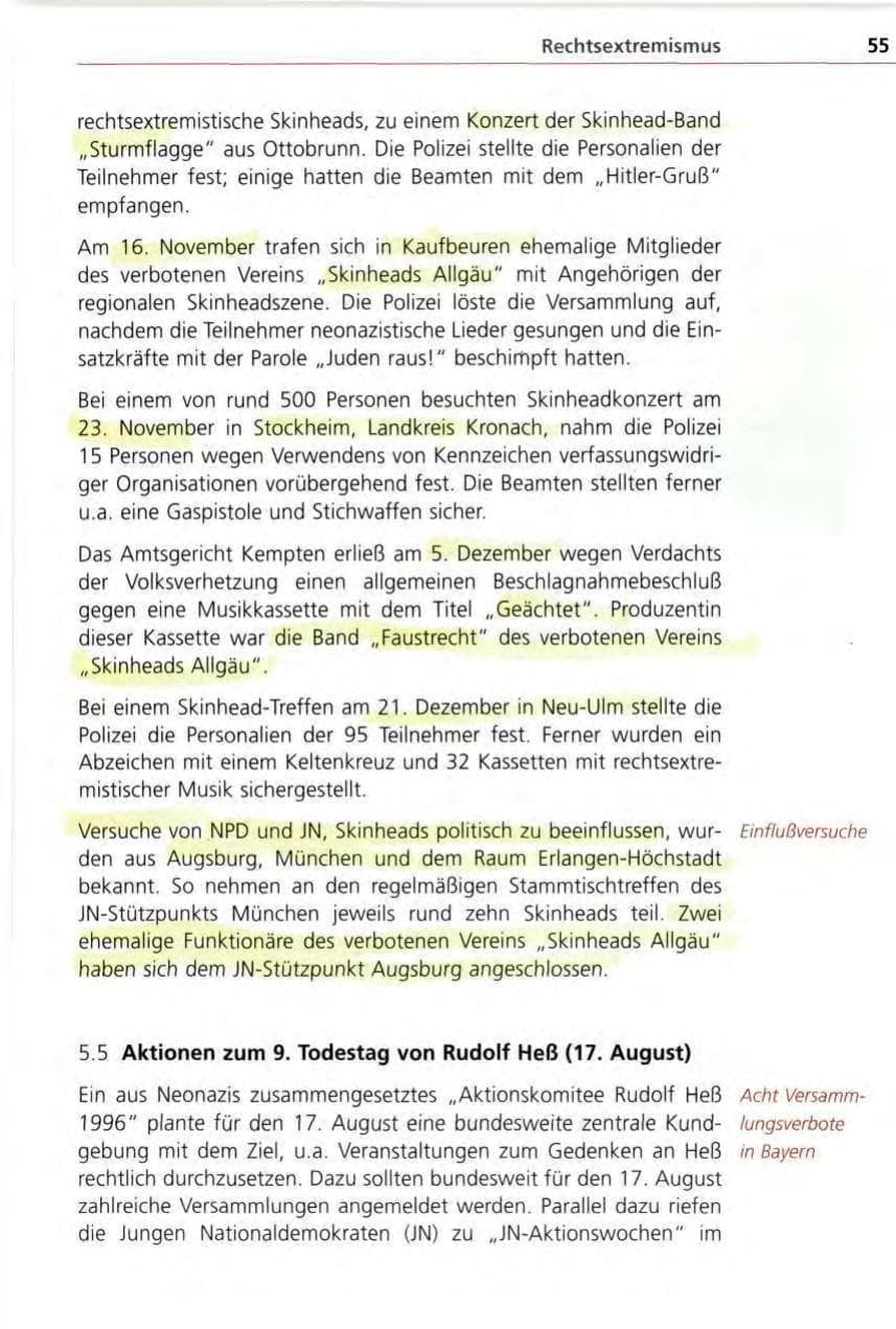 Seite 55 des Verfassungsschutzbericht 1996 Bayern