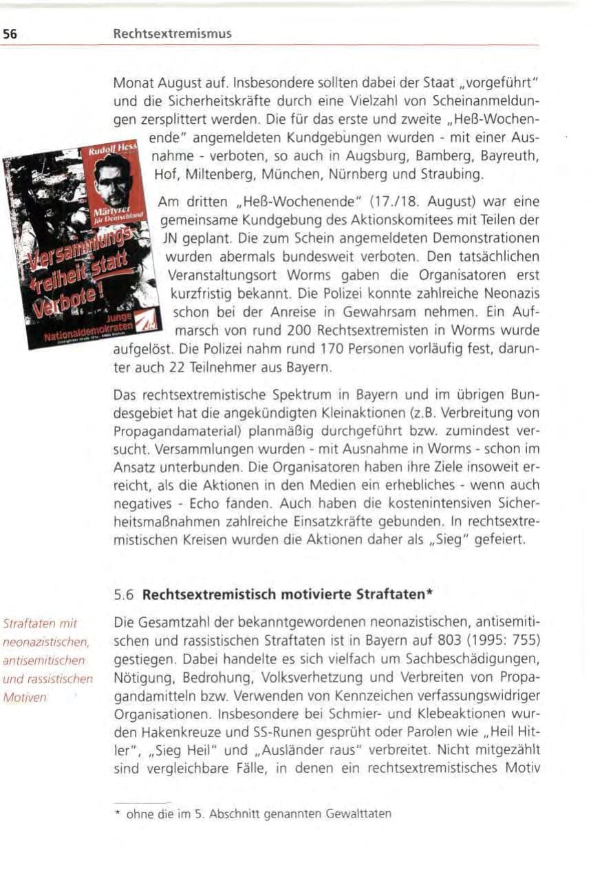 Seite 56 des Verfassungsschutzbericht 1996 Bayern