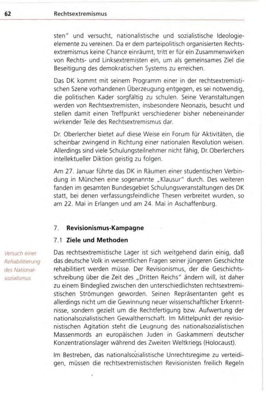 Seite 62 des Verfassungsschutzbericht 1996 Bayern