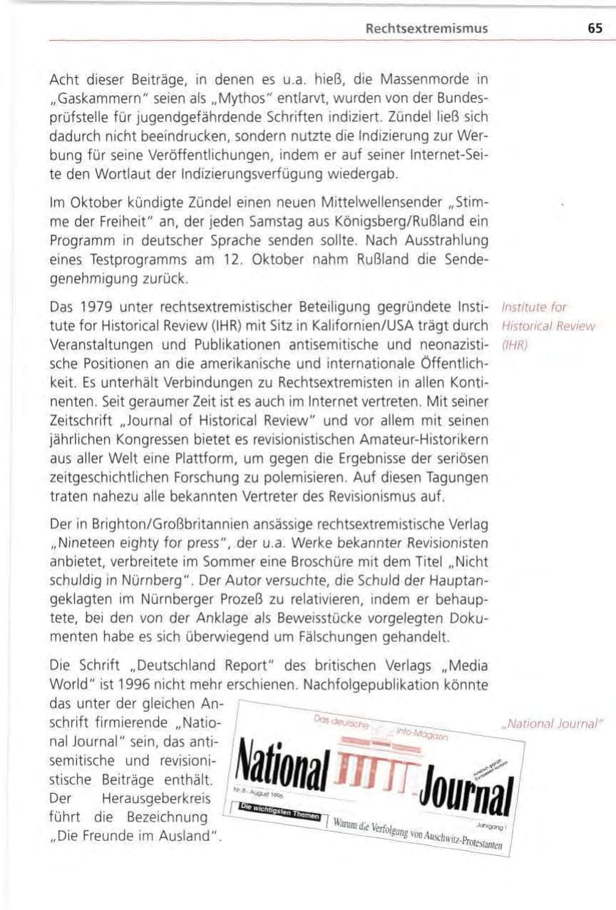 Seite 65 des Verfassungsschutzbericht 1996 Bayern