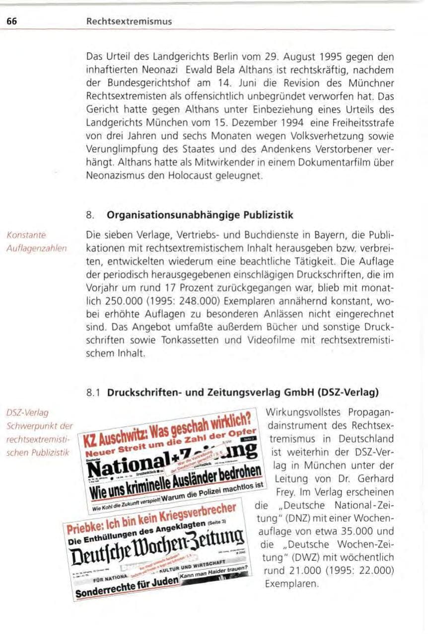 Seite 66 des Verfassungsschutzbericht 1996 Bayern