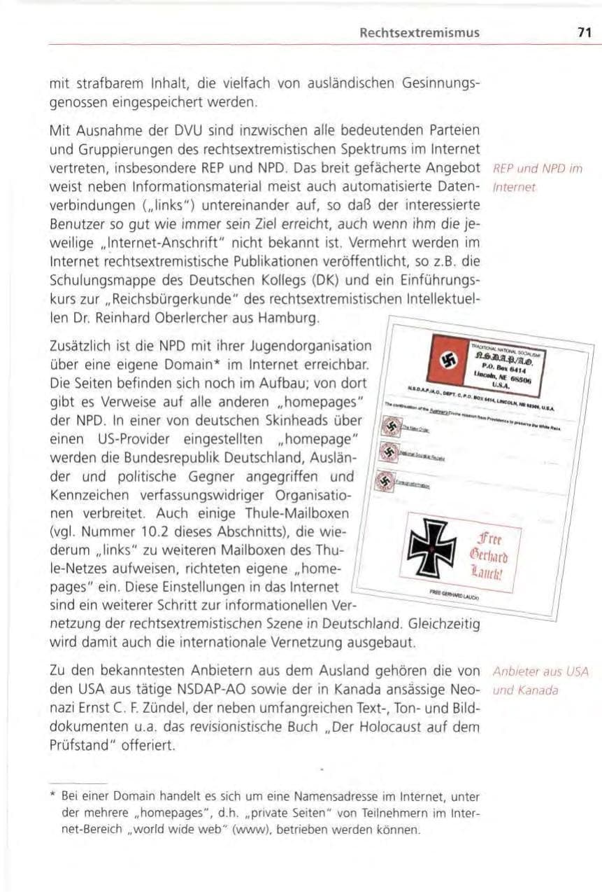 Seite 71 des Verfassungsschutzbericht 1996 Bayern