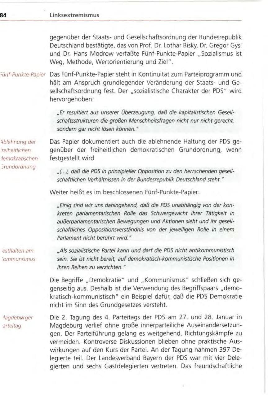 Seite 84 des Verfassungsschutzbericht 1996 Bayern