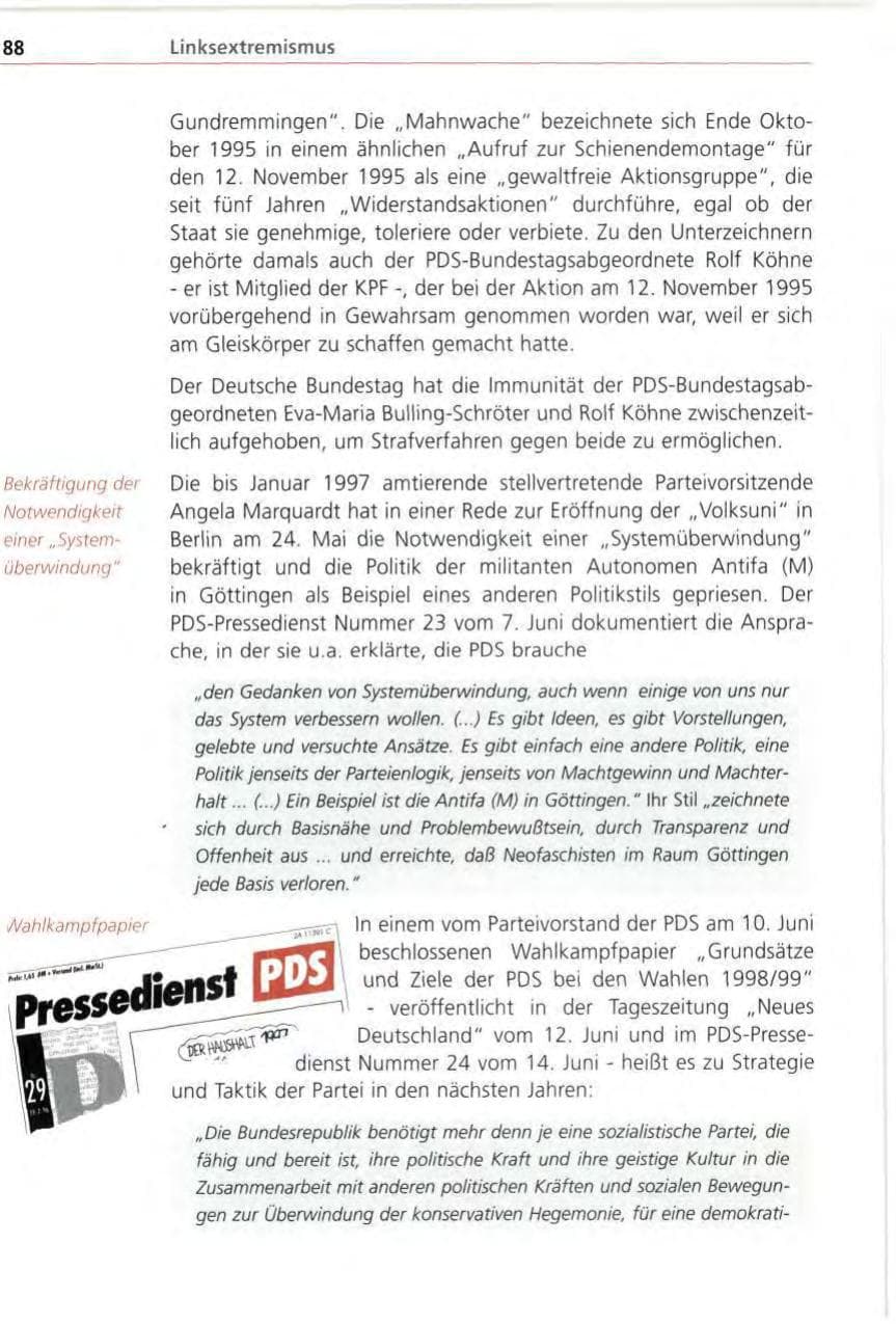 Seite 88 des Verfassungsschutzbericht 1996 Bayern