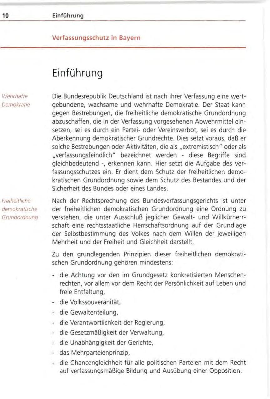 Seite 10 des Verfassungsschutzbericht 1996 Bayern