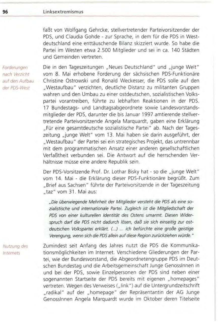 Seite 96 des Verfassungsschutzbericht 1996 Bayern