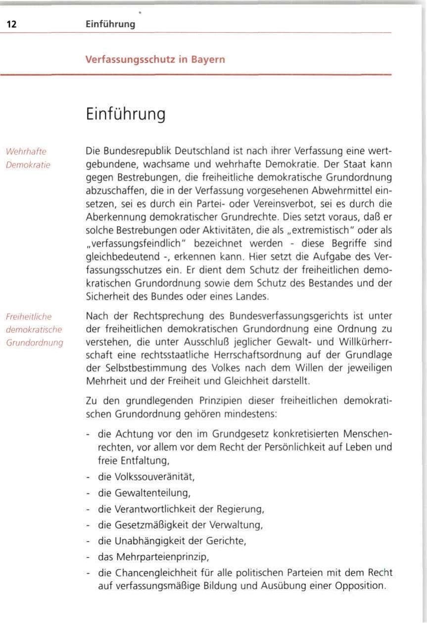 Seite 12 des Verfassungsschutzbericht 1997 Bayern