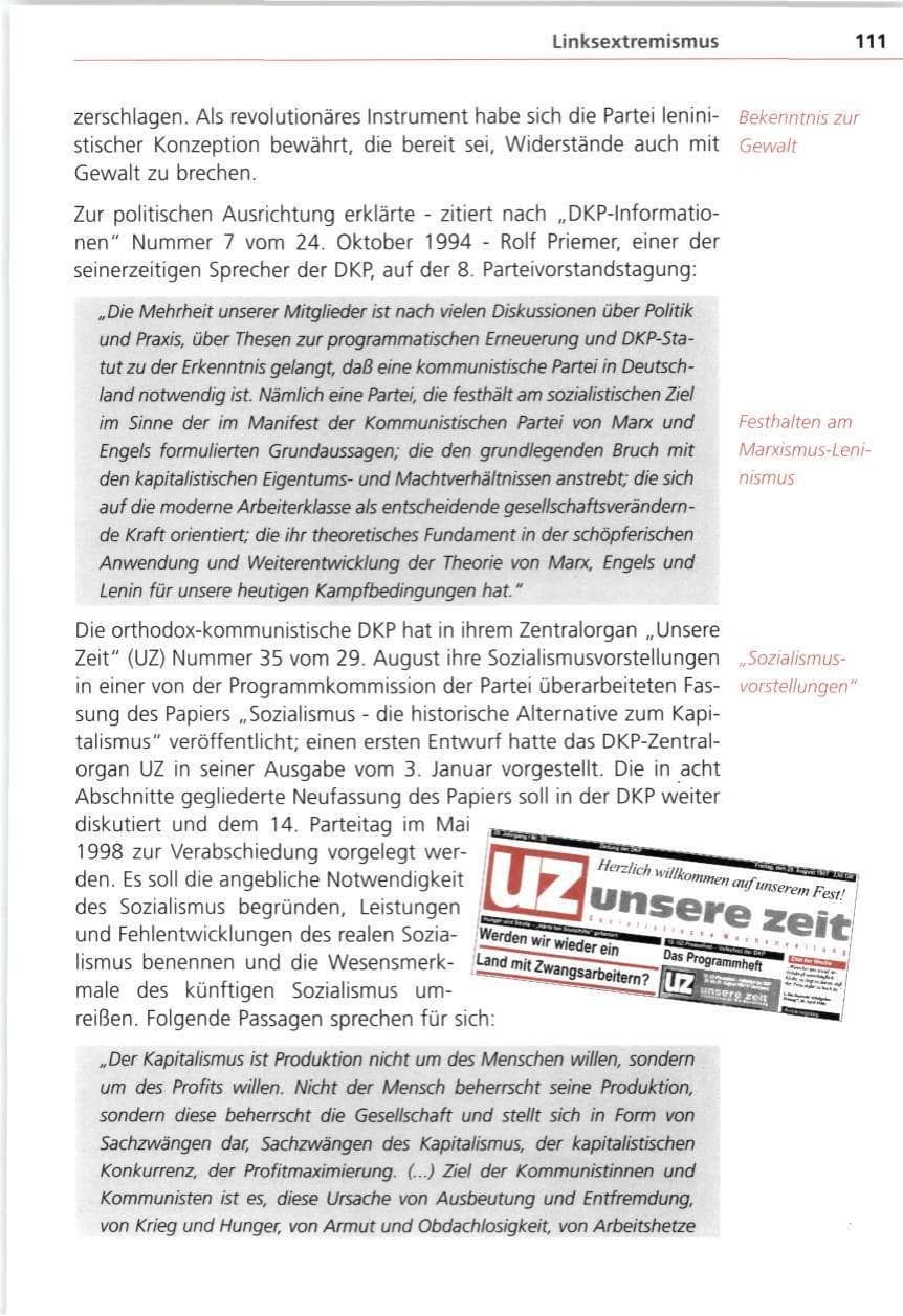 Seite 111 des Verfassungsschutzbericht 1997 Bayern