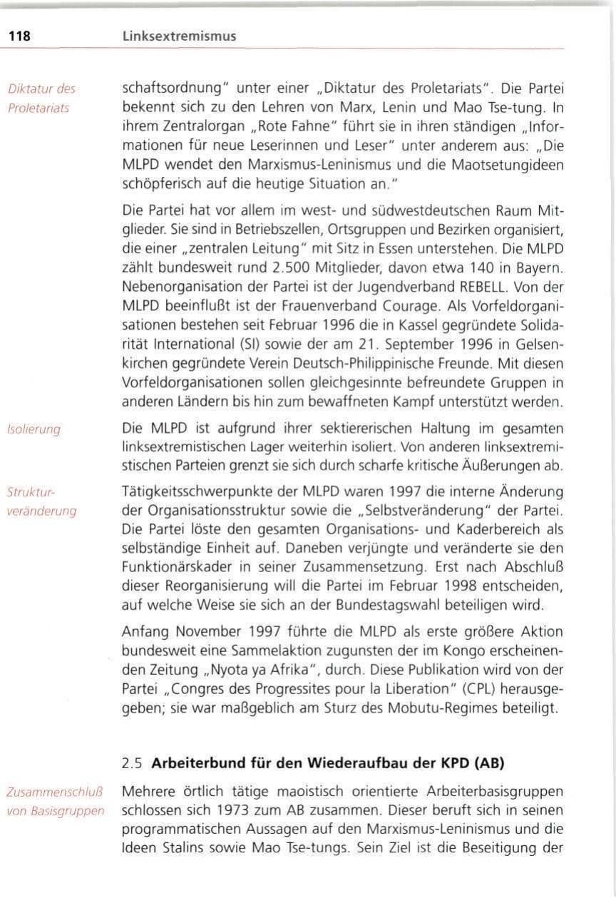 Seite 118 des Verfassungsschutzbericht 1997 Bayern