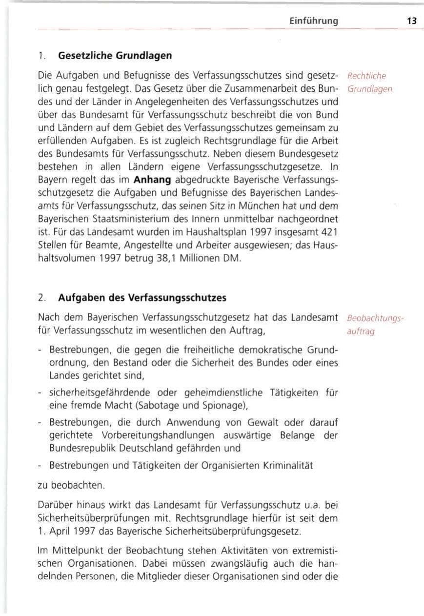 Seite 13 des Verfassungsschutzbericht 1997 Bayern