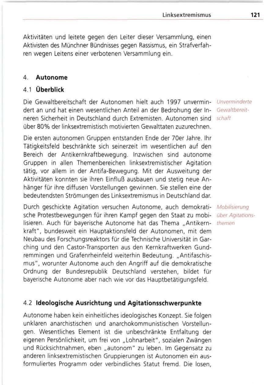 Seite 121 des Verfassungsschutzbericht 1997 Bayern