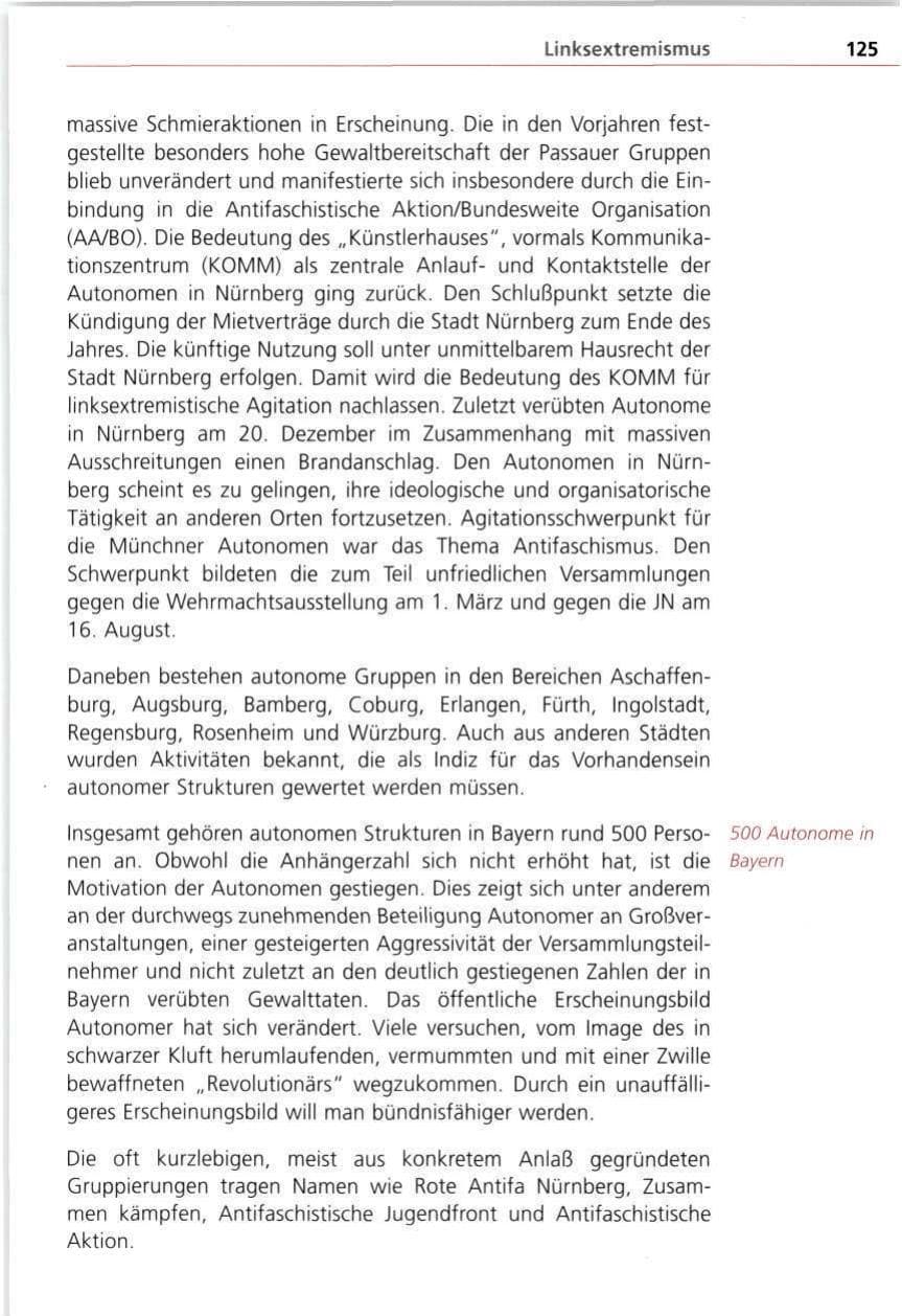 Seite 125 des Verfassungsschutzbericht 1997 Bayern