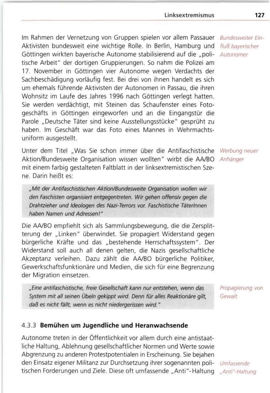 Seite 127 des Verfassungsschutzbericht 1997 Bayern