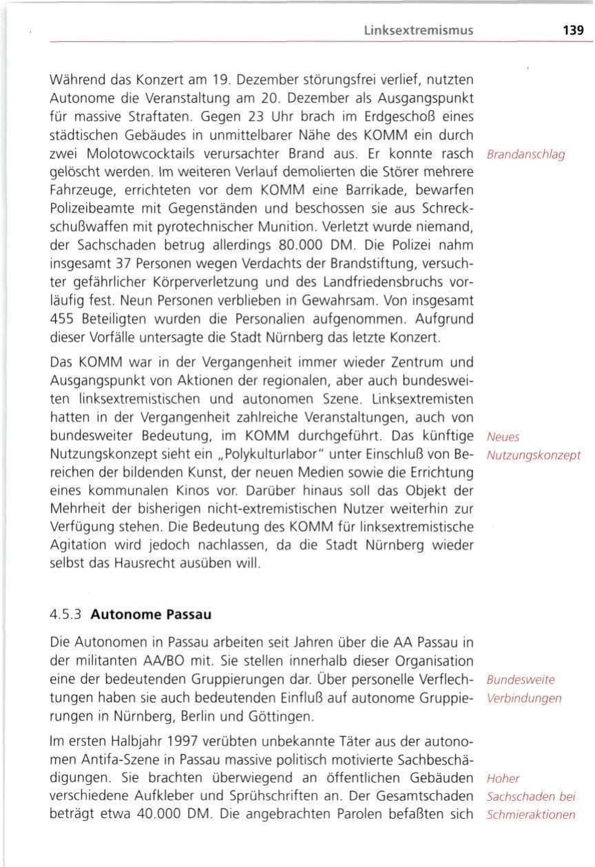 Seite 139 des Verfassungsschutzbericht 1997 Bayern