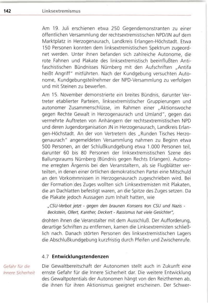 Seite 142 des Verfassungsschutzbericht 1997 Bayern