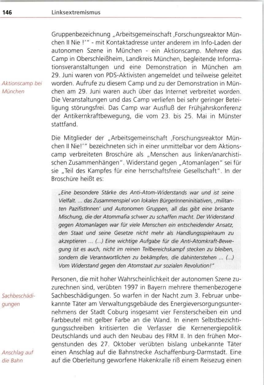 Seite 146 des Verfassungsschutzbericht 1997 Bayern