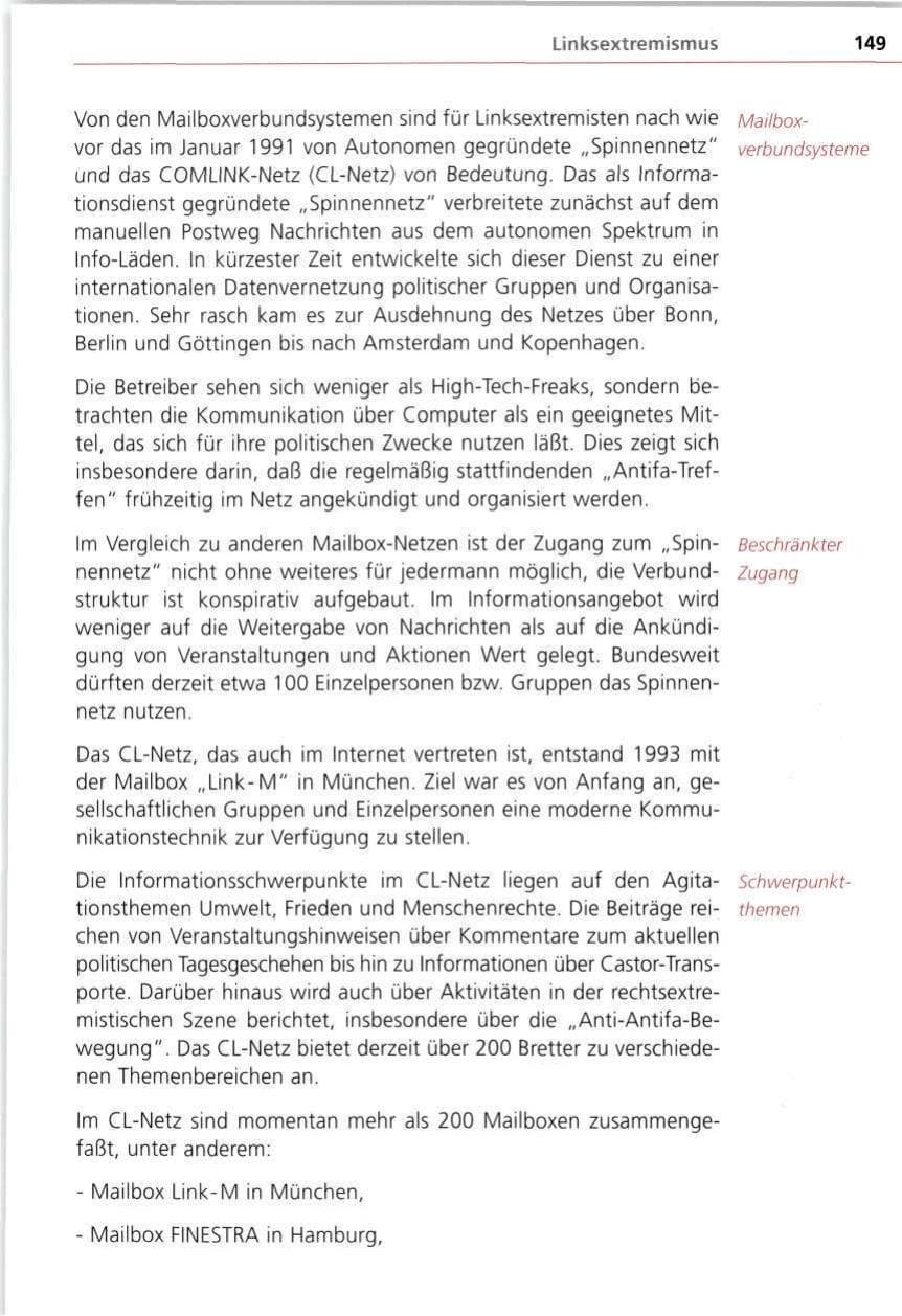 Seite 149 des Verfassungsschutzbericht 1997 Bayern