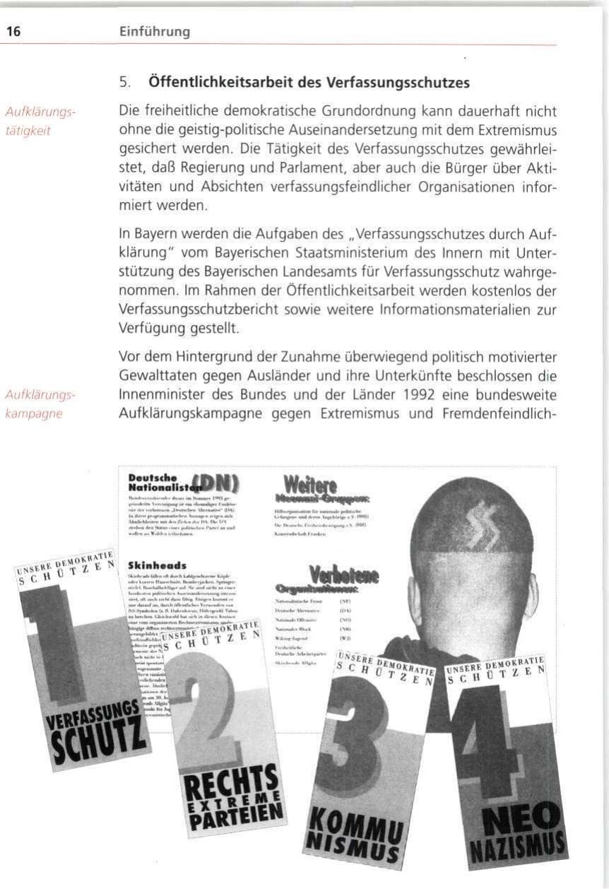 Seite 16 des Verfassungsschutzbericht 1997 Bayern