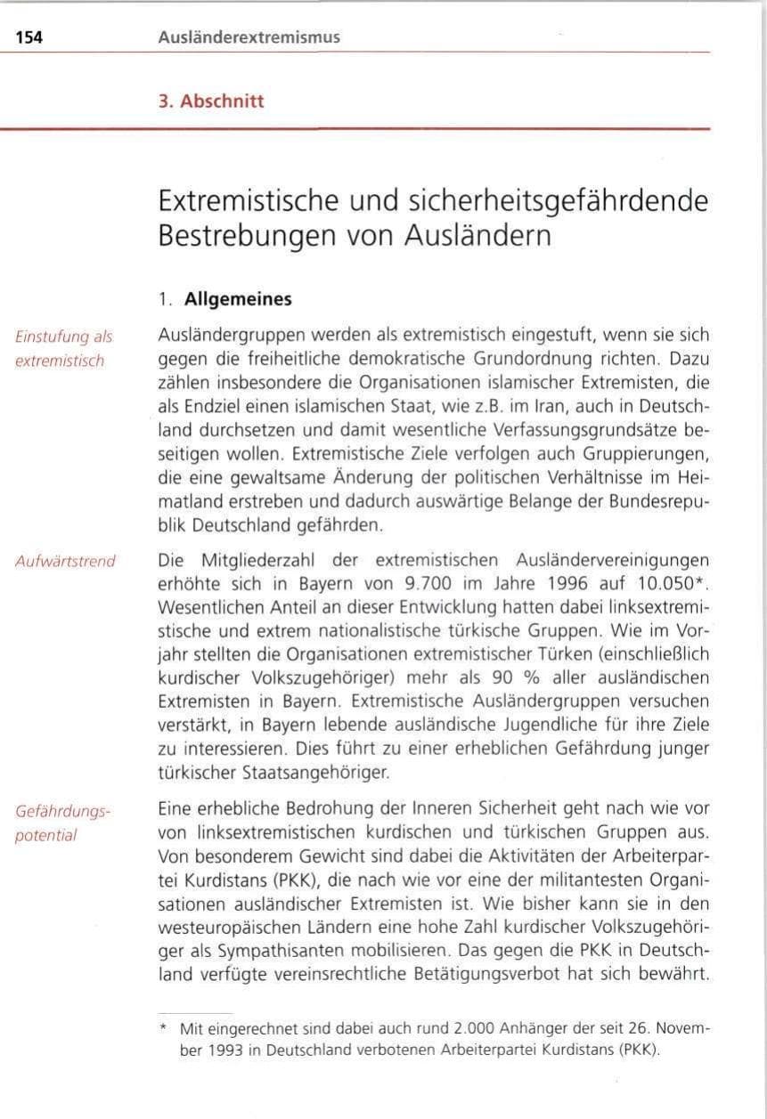 Seite 154 des Verfassungsschutzbericht 1997 Bayern