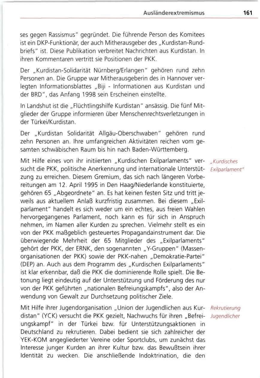 Seite 161 des Verfassungsschutzbericht 1997 Bayern
