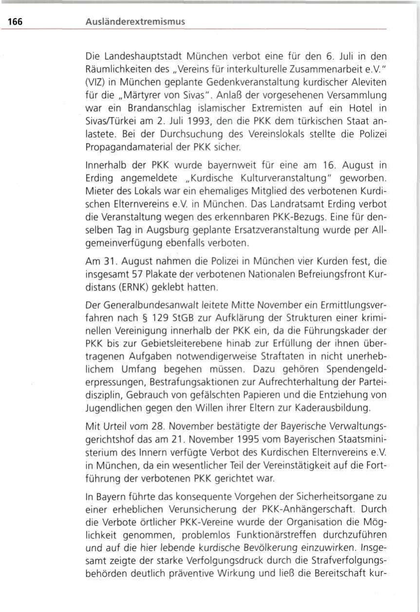 Seite 166 des Verfassungsschutzbericht 1997 Bayern