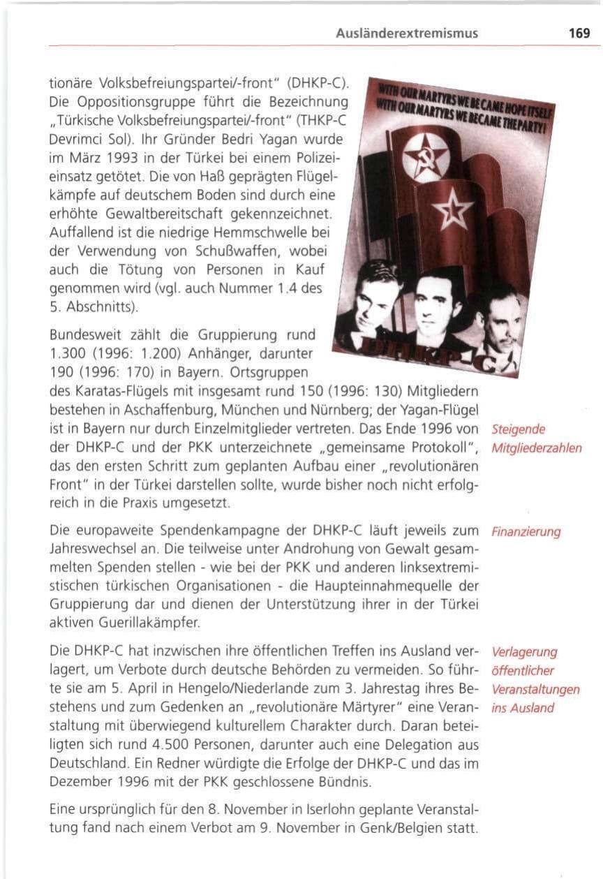 Seite 169 des Verfassungsschutzbericht 1997 Bayern