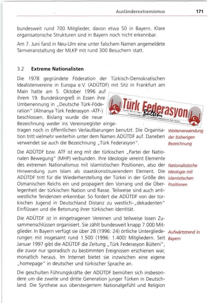 Seite 171 des Verfassungsschutzbericht 1997 Bayern