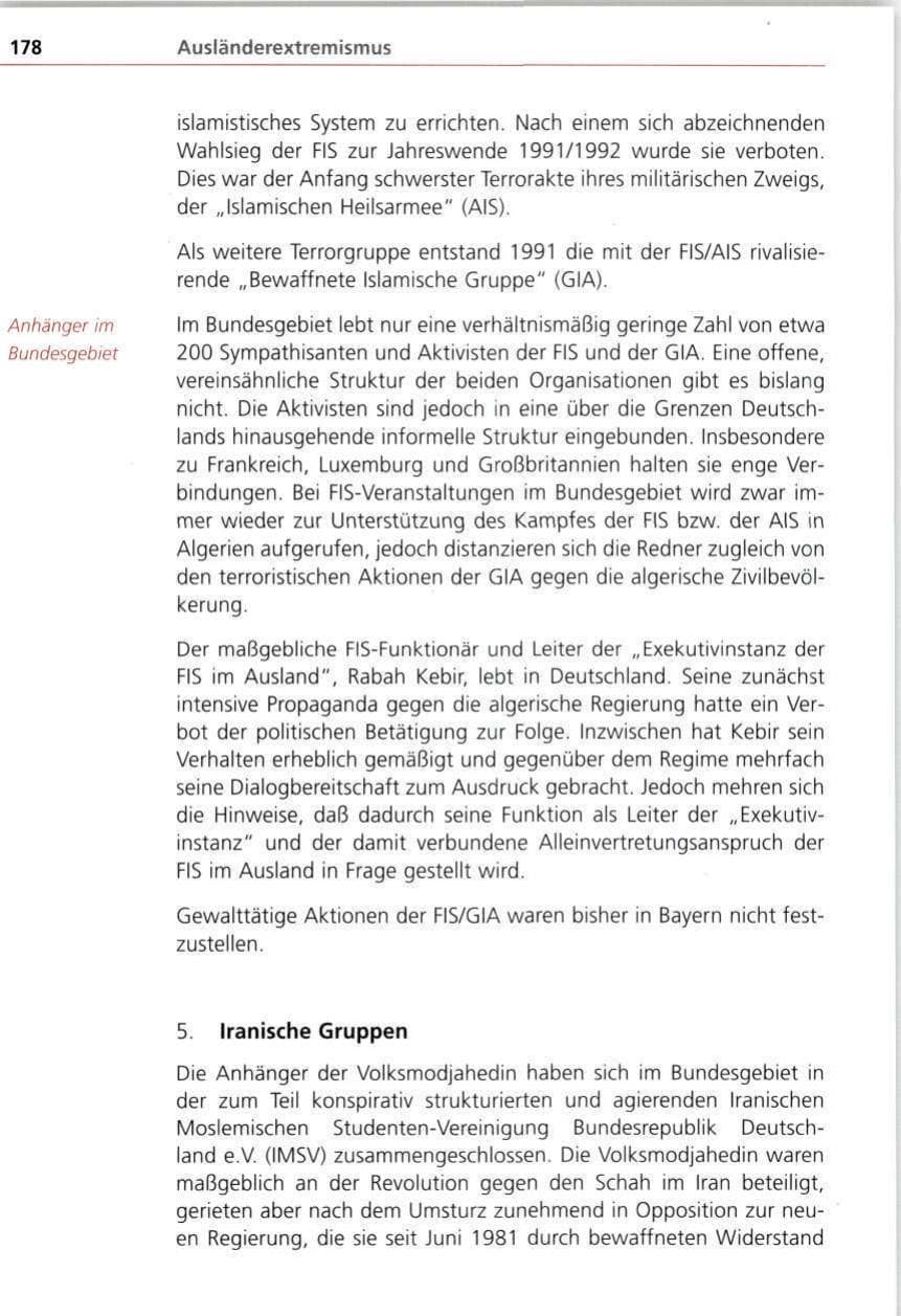 Seite 178 des Verfassungsschutzbericht 1997 Bayern