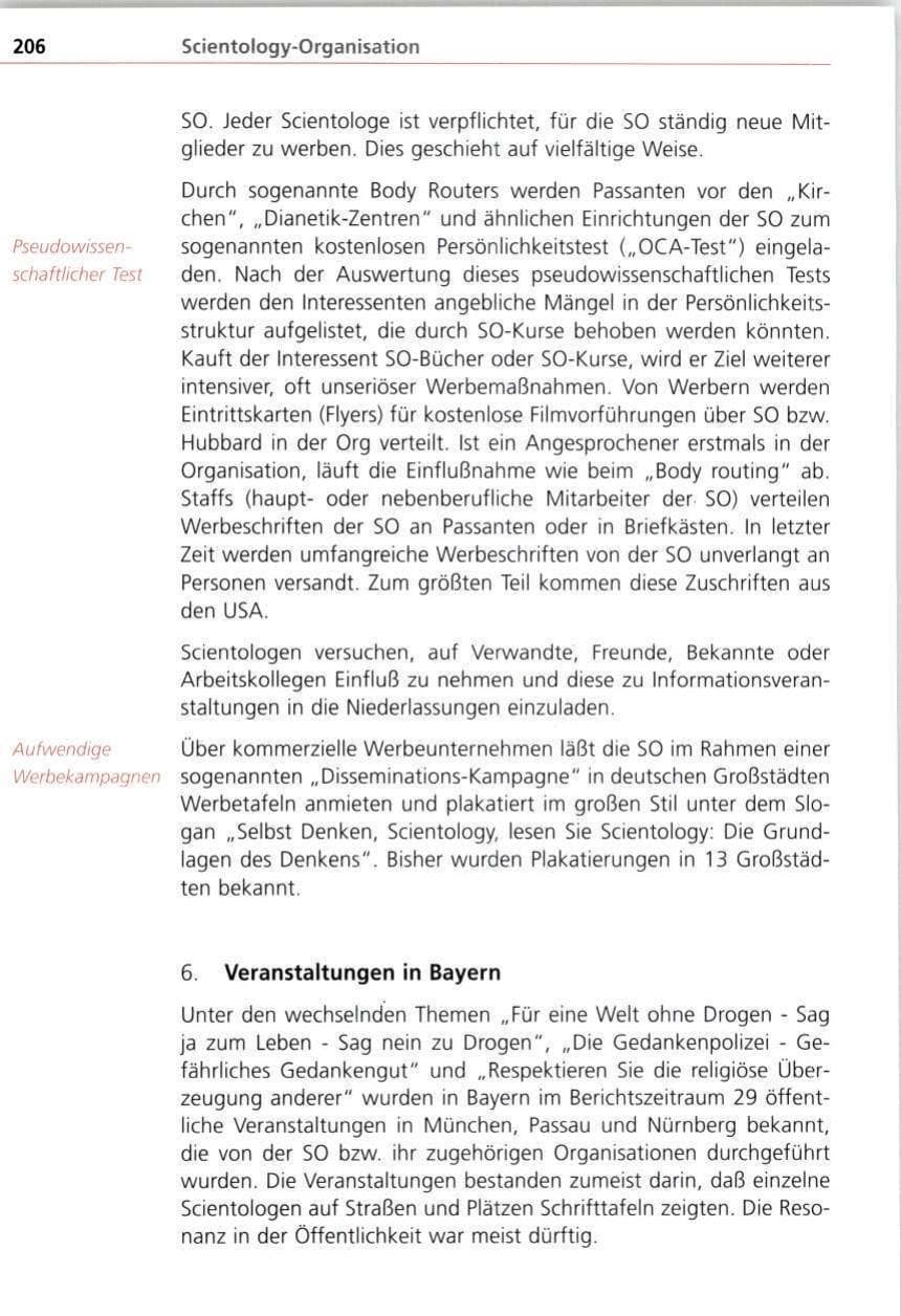 Seite 206 des Verfassungsschutzbericht 1997 Bayern