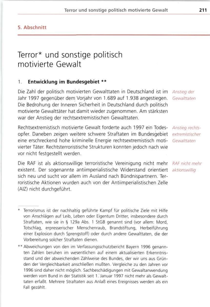 Seite 211 des Verfassungsschutzbericht 1997 Bayern
