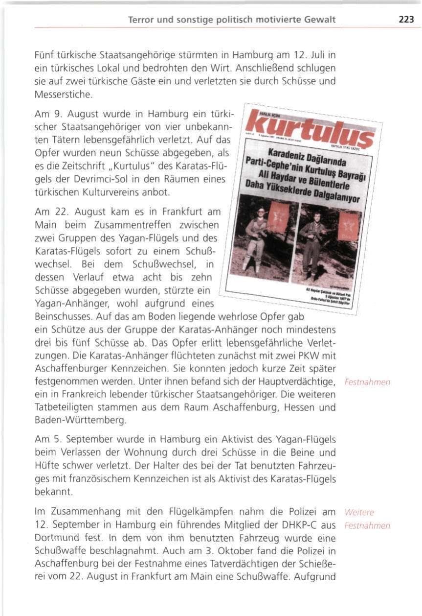 Seite 223 des Verfassungsschutzbericht 1997 Bayern