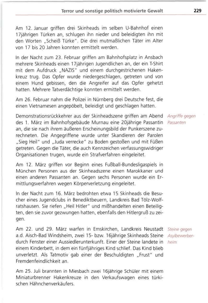Seite 229 des Verfassungsschutzbericht 1997 Bayern