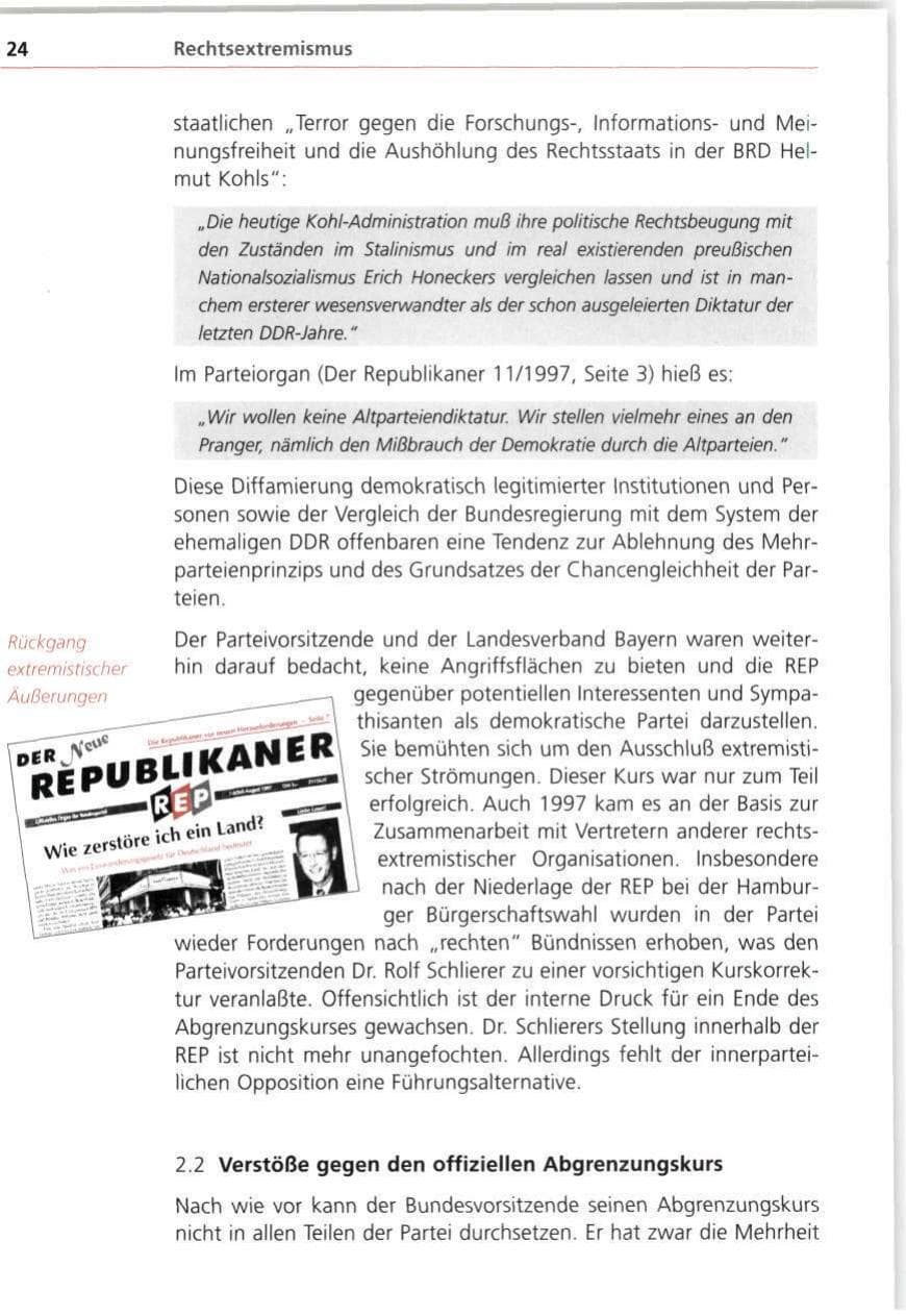 Seite 24 des Verfassungsschutzbericht 1997 Bayern