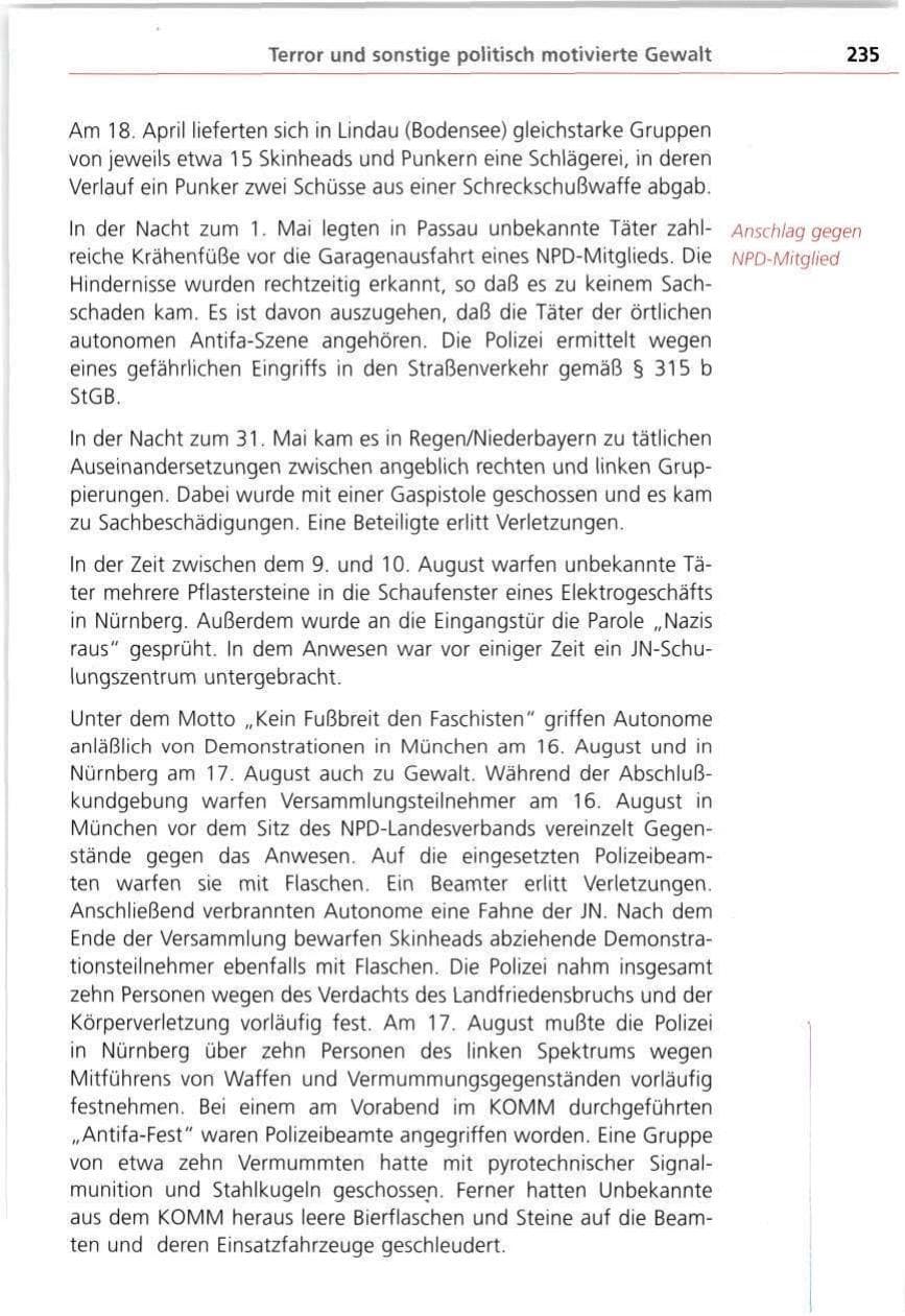Seite 235 des Verfassungsschutzbericht 1997 Bayern