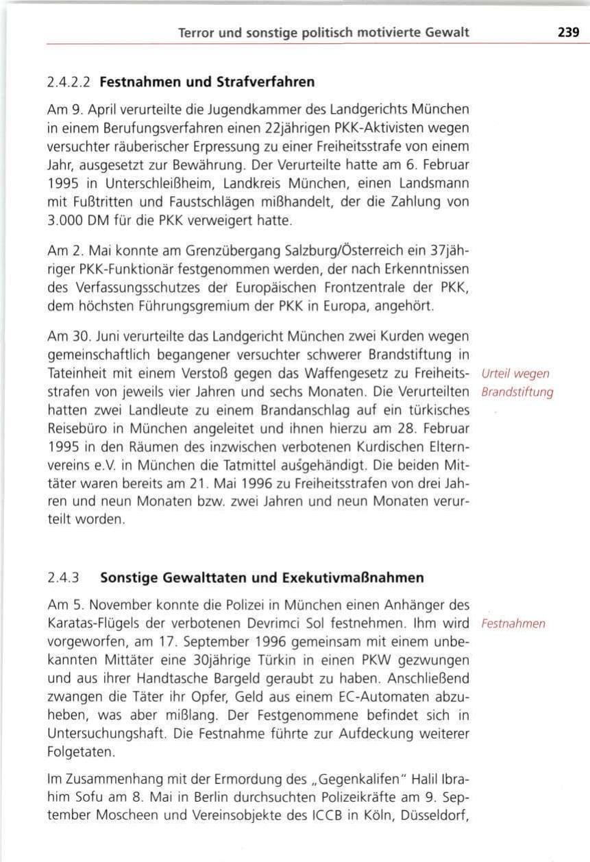 Seite 239 des Verfassungsschutzbericht 1997 Bayern