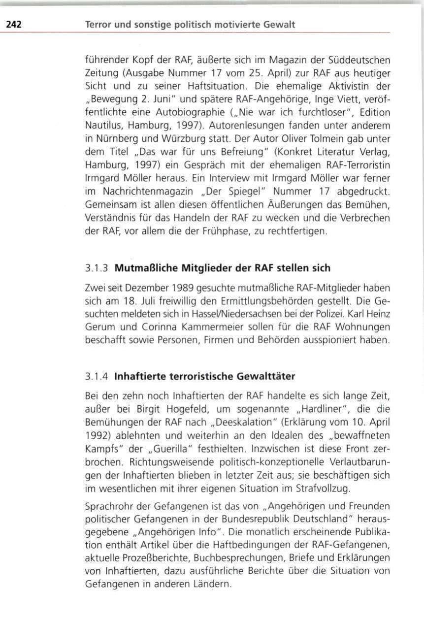 Seite 242 des Verfassungsschutzbericht 1997 Bayern