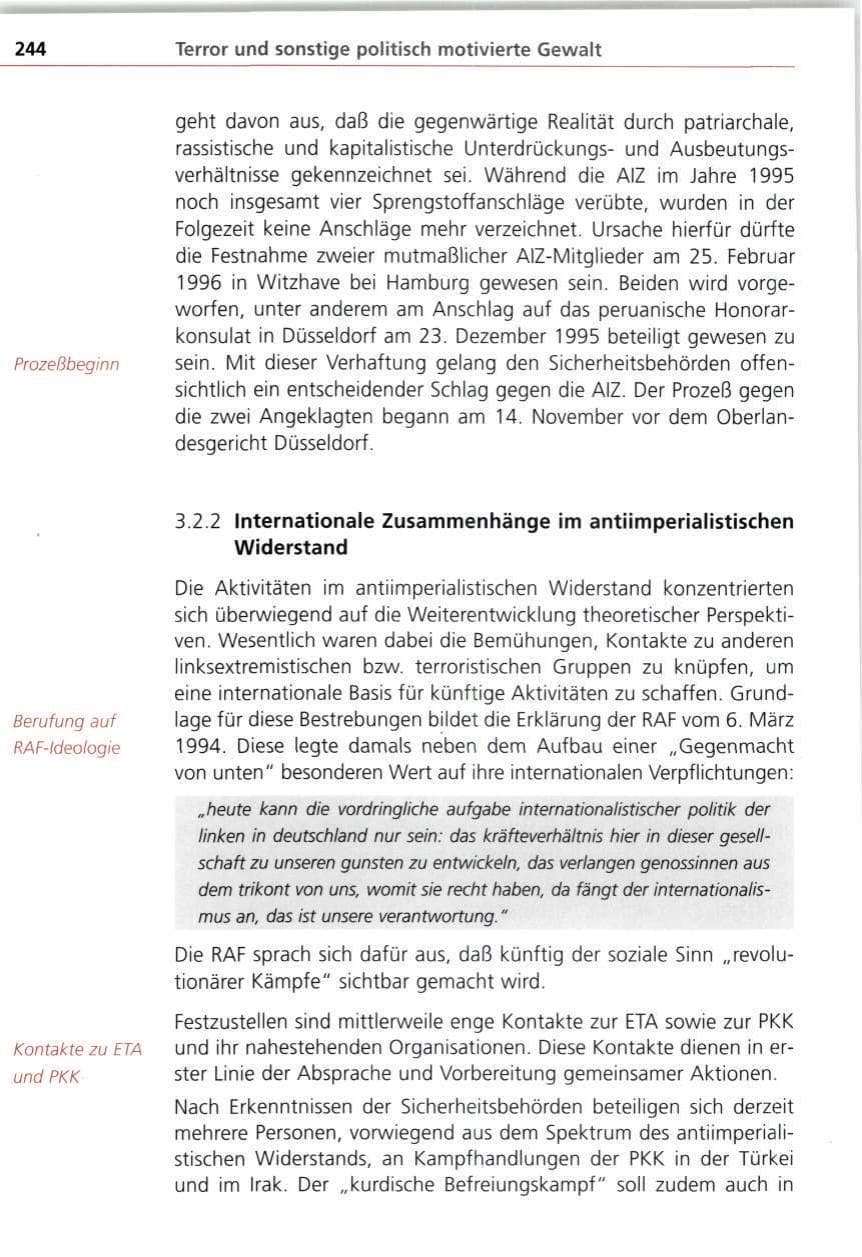 Seite 244 des Verfassungsschutzbericht 1997 Bayern