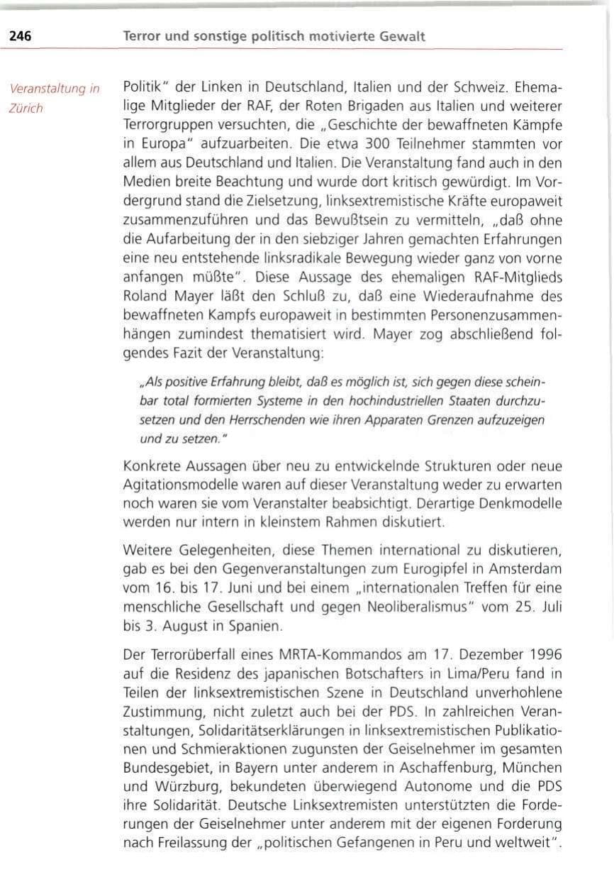 Seite 246 des Verfassungsschutzbericht 1997 Bayern