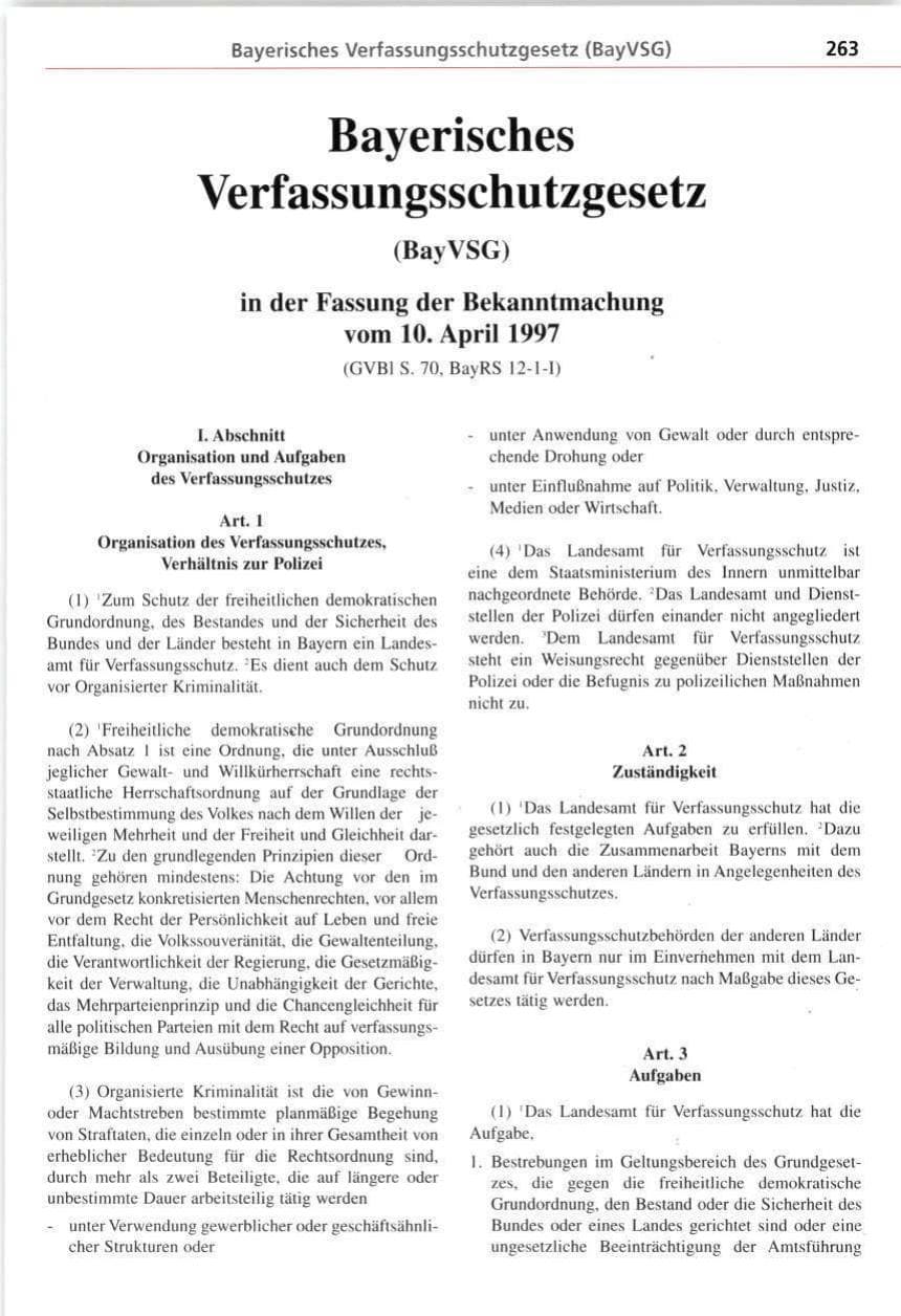 Seite 263 des Verfassungsschutzbericht 1997 Bayern