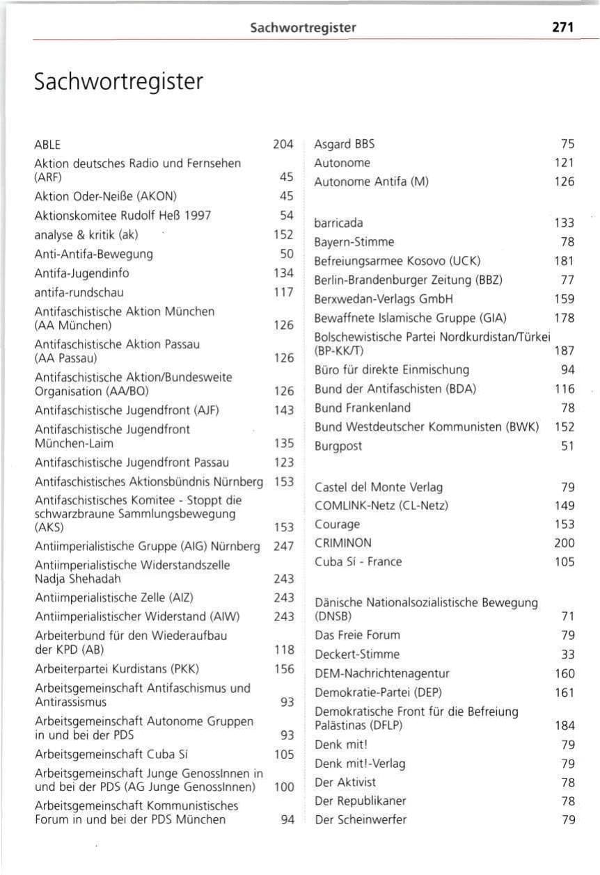 Seite 271 des Verfassungsschutzbericht 1997 Bayern