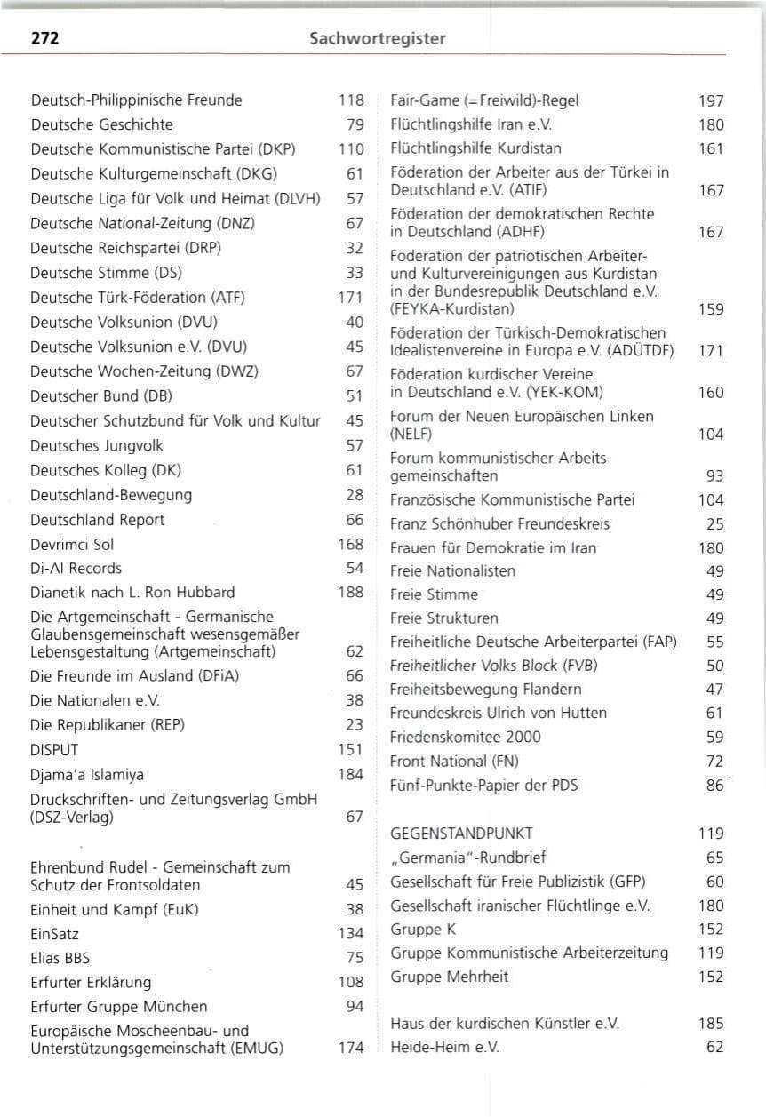 Seite 272 des Verfassungsschutzbericht 1997 Bayern