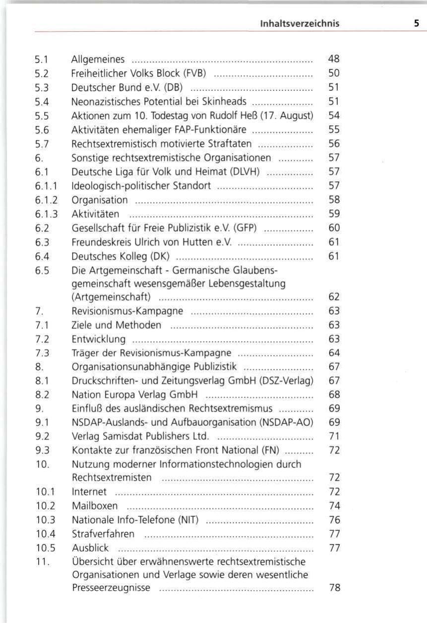 Seite 5 des Verfassungsschutzbericht 1997 Bayern