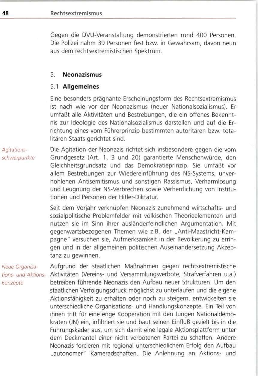 Seite 48 des Verfassungsschutzbericht 1997 Bayern