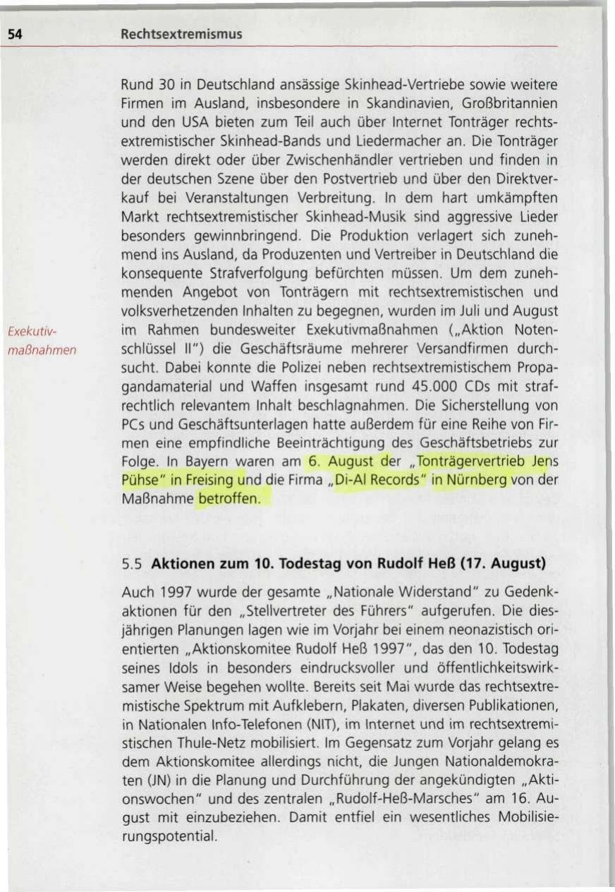 Seite 54 des Verfassungsschutzbericht 1997 Bayern
