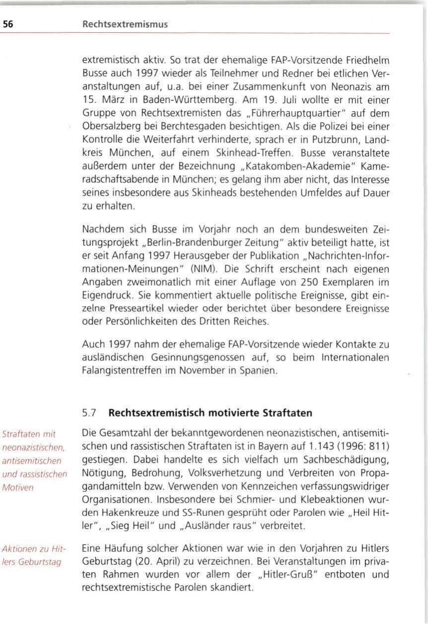 Seite 56 des Verfassungsschutzbericht 1997 Bayern
